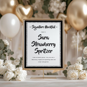 Poster Signature du cadre en argent Glittery Mocktail noi