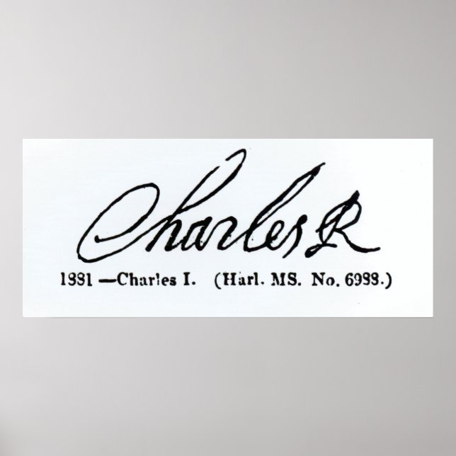 Poster Signature du roi Charles Ier (Devant)