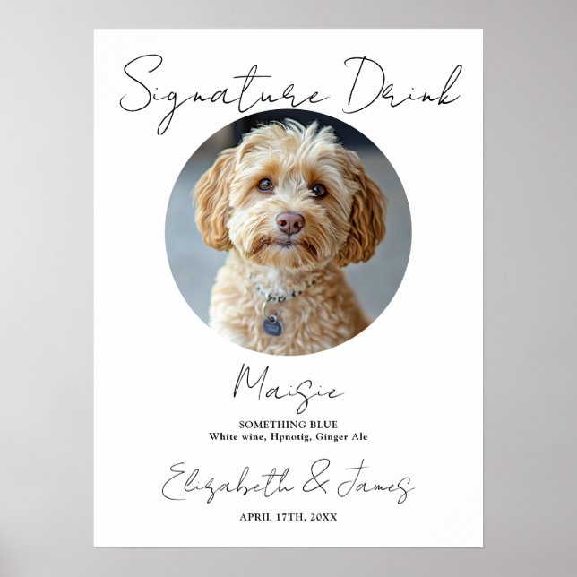 Poster Signature mariage Boire animal de compagnie Chien  (Devant)