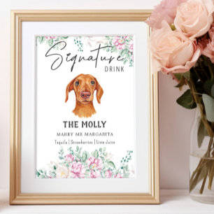 Poster Signature Mariage de chien Dachshund Signet boisso