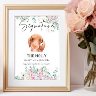 Poster Signature Mariage de chien Dachshund Signet boisso