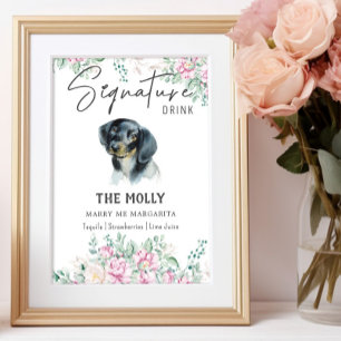 Poster Signature Mariage de chien Dachshund Signet boisso