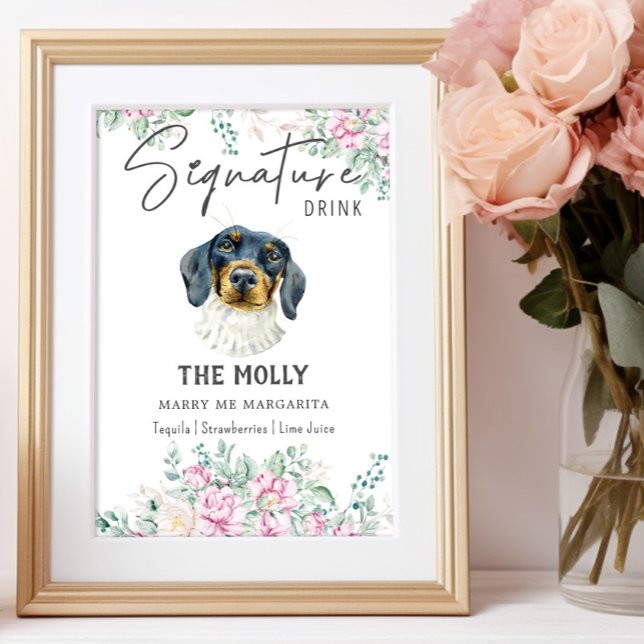 Poster Signature Mariage de chien Dachshund Signet boisso (Créateur téléchargé)
