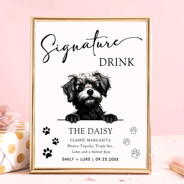 Poster Signature Mariage de chien Pomapoo Boire Signal (Créateur téléchargé)