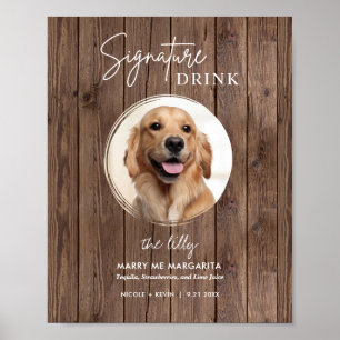 Poster Signature Mariage de chien rustique imprimable Boi