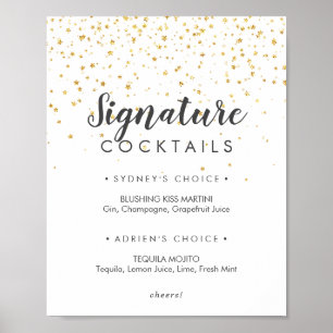 Poster Signature Mariage Gold Confetti Cocktails Signal
