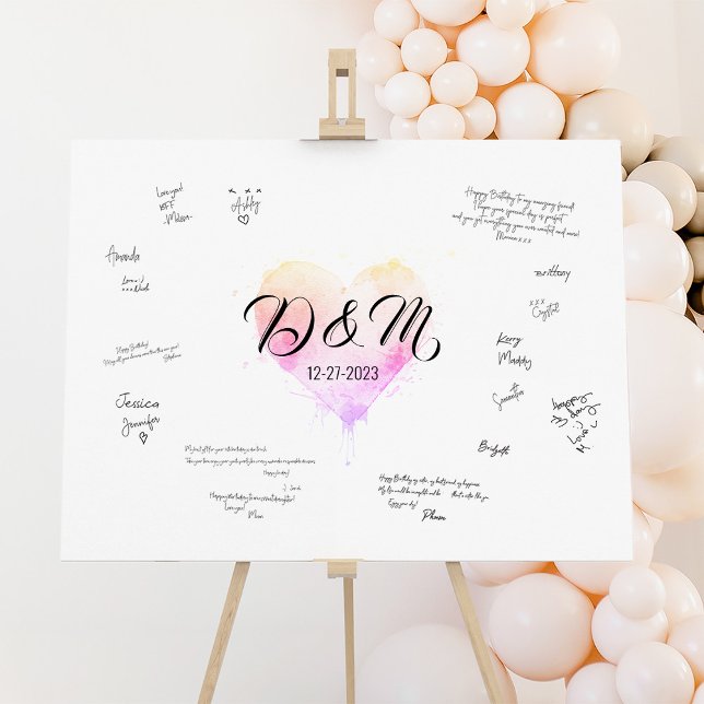 Poster Signature Mariage Livre d'hôtes Alternative Pastel (Créateur téléchargé)