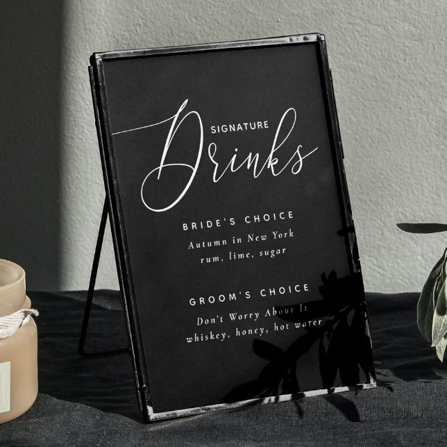 Poster Signature noire Boissons Signé Mariage. Mariée et  (Créateur téléchargé)
