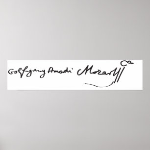 Poster Signature of Musician Wolfgang Amadeus Mozart