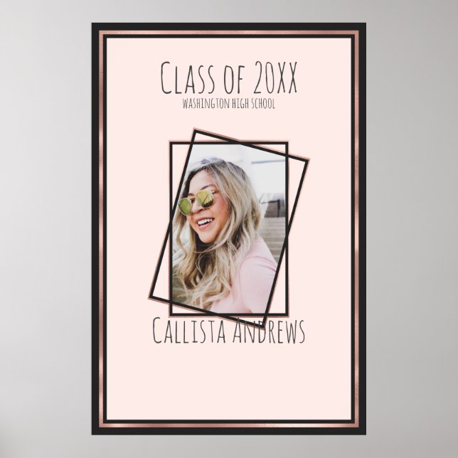 Poster SIGNATURE Photo Rose Gold Pink Graduation Party (Devant)