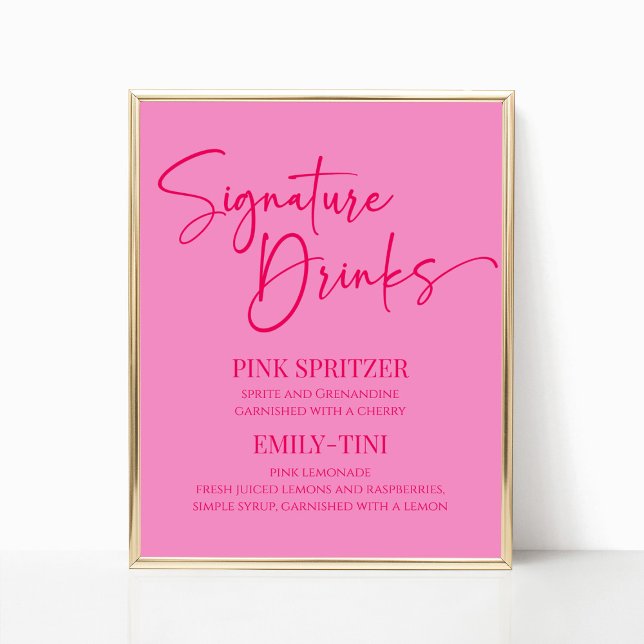 Poster Signature rose-chaud Signet de fête des boissons (Créateur téléchargé)