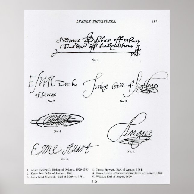 Poster Signatures des XVIe et XVIIe siècles (Devant)
