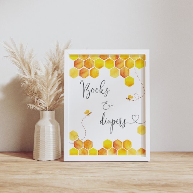 Poster Signe Abeille Aquarelle Livres et Diapositives (Créateur téléchargé)