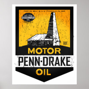 Poster Signe affligé par cru d'huile de moteur de Penn