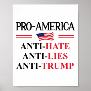 Poster Signe anti Trump Résiste Haine Mensonges Anti Amér