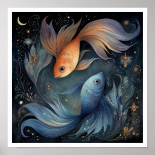 Poster Signe astrologique Poissons Zodiaque Céleste