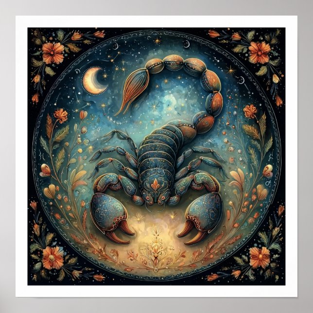 Poster Signe astrologique Scorpion Zodiaque Céleste (Devant)