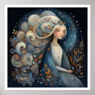 Poster Signe astrologique Vierge Zodiaque Céleste