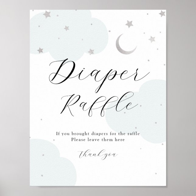 Poster Signe au-dessus de la lune : Argent et Bleu (Devant)