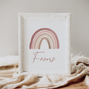 Poster Signe Baby shower arc-en-ciel en terre cuite Boho 