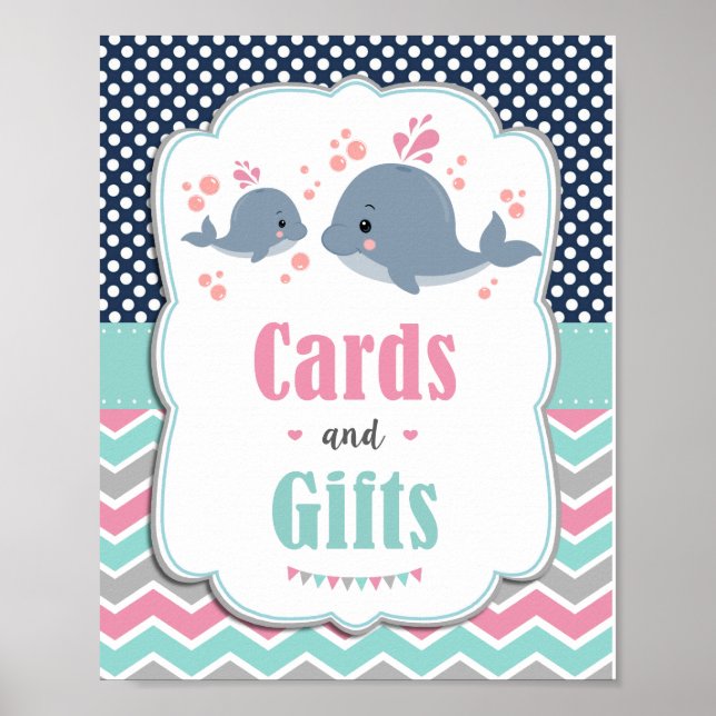 Poster SIGNE Baby shower baleine Cartes et cadeaux nautiq (Devant)