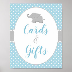 Poster Signe Baby shower bébé Elephant Bleu Cartes & Cade