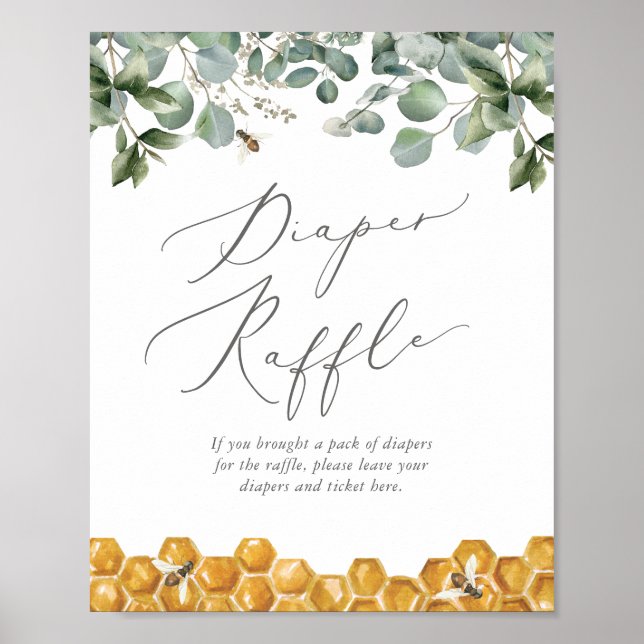 Poster SIGNE Baby shower Bee Greenery (Devant)