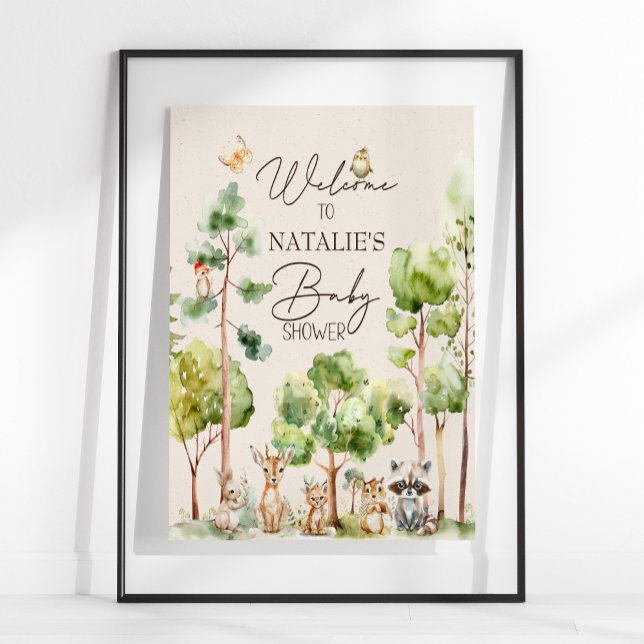 Poster SIGNE Baby shower Boho Animaux de forêt (Créateur téléchargé)
