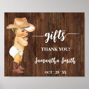 Poster SIGNE Baby shower Cadeaux Western Little Cowboy