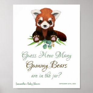 Poster SIGNE baby shower Combien d'ours rouges en Jar