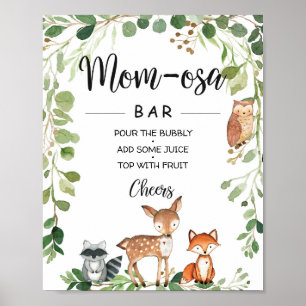 Poster SIGNE Baby shower d'animaux de bois Maman-osa Bar
