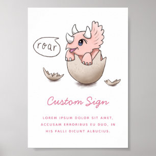 Poster SIGNE Baby shower Dinosaure Rose