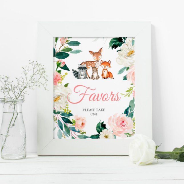Poster SIGNE Baby shower Favoris des animaux de bois (Créateur téléchargé)