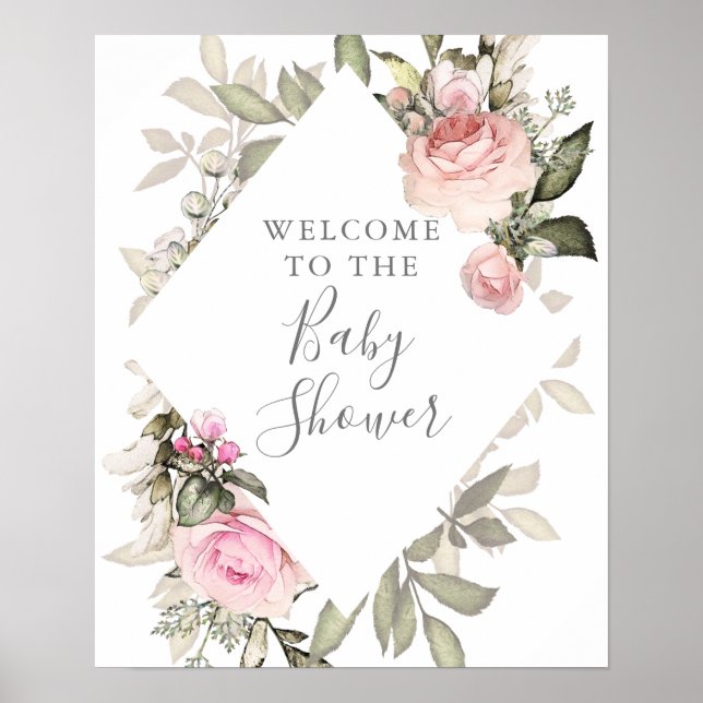 Poster SIGNE Baby shower Floral Spring (Devant)
