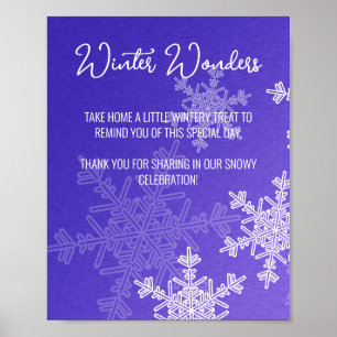 Poster Signe baby shower Indigo Snowflakes Favoriser