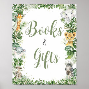Poster SIGNE Baby shower Jungle Vert Livres et cadeaux