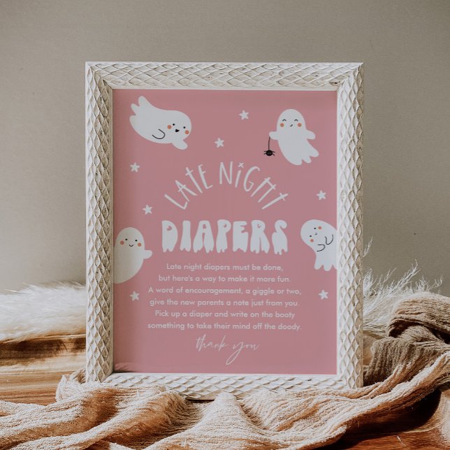 Poster SIGNE Baby shower Kawaii Ghost Late Night Diapers (Créateur téléchargé)