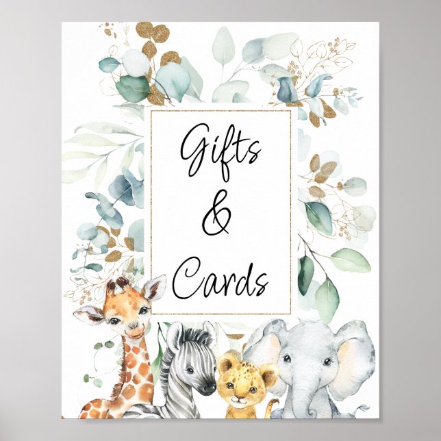 Poster SIGNE Baby shower Safari Animaux de Foliage (Devant)