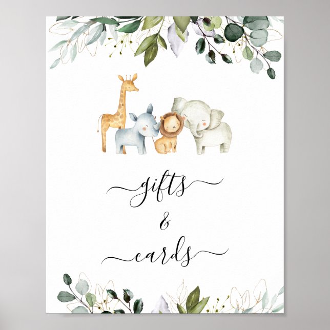 Poster SIGNE Baby shower Safari Foliage Sexe Neutre (Devant)
