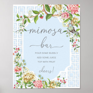 Poster SIGNE Bleu Chinoiserie Baby shower Mimosa Bar