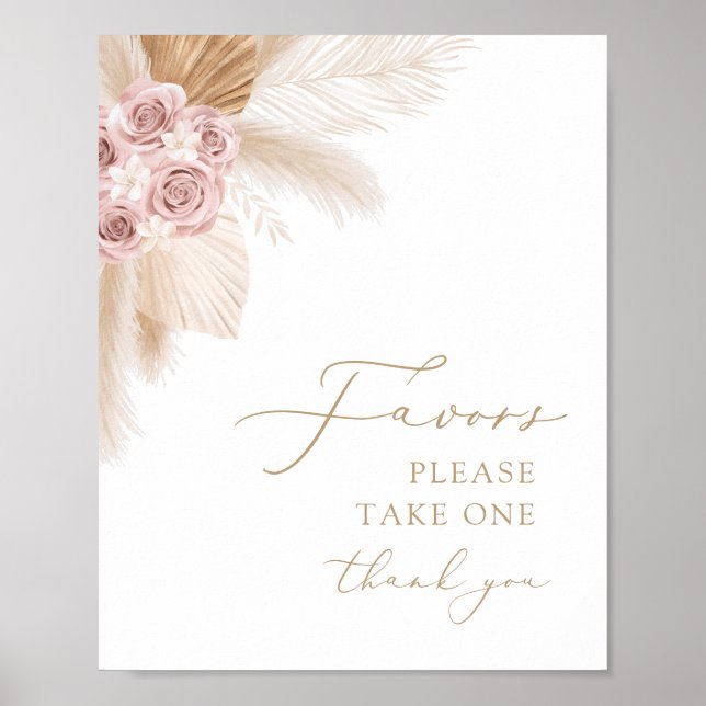 Poster Signe Boho Pampas Grass Girl Baby shower Faveurs (Devant)