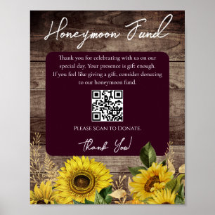 Poster SIGNE Cadeaux de mariage de tournesol rustique en 