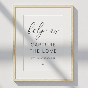 Poster Signe capturez l'amour. Calligraphie noir et blanc