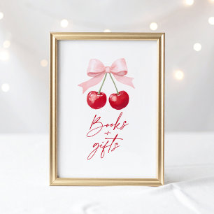 Poster Signe cerise Baby shower Livres et Cadeaux