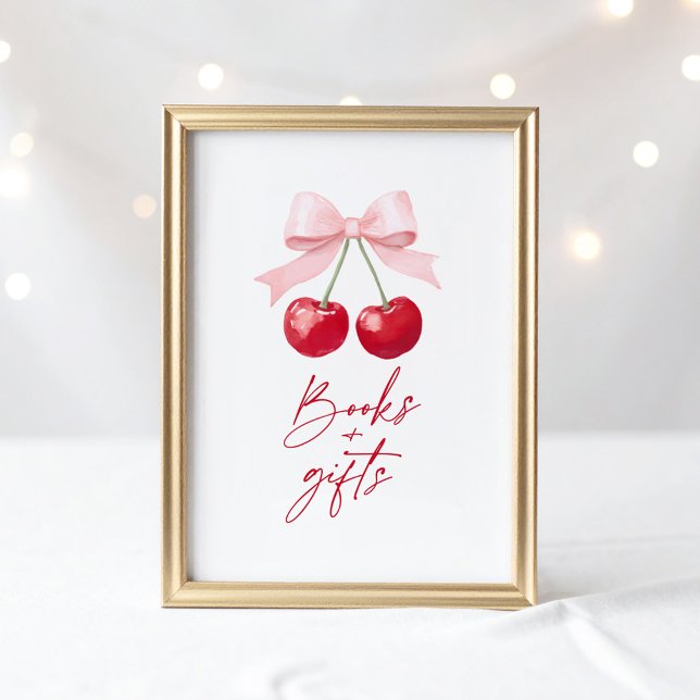 Poster Signe cerise Baby shower Livres et Cadeaux (Créateur téléchargé)