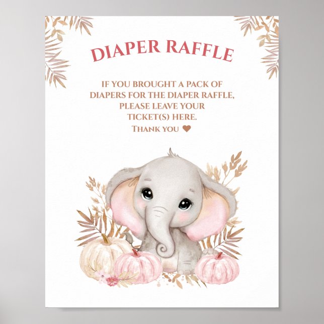 Poster Signe chou Baby shower éléphant chevalier (Devant)