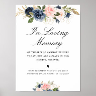 Poster signe commémoratif mariage bleu et bleu