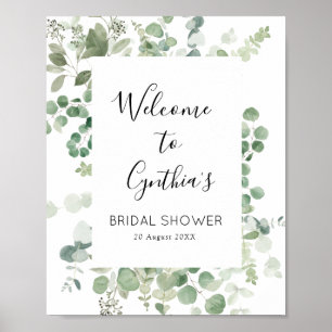 Poster signe d'accueil de la douche nuptiale eucalyptus v