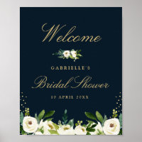 signe d'accueil de la douche nuptiale fleurie blan