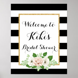Poster Signe d'accueil de la douche nuptiale florale mode